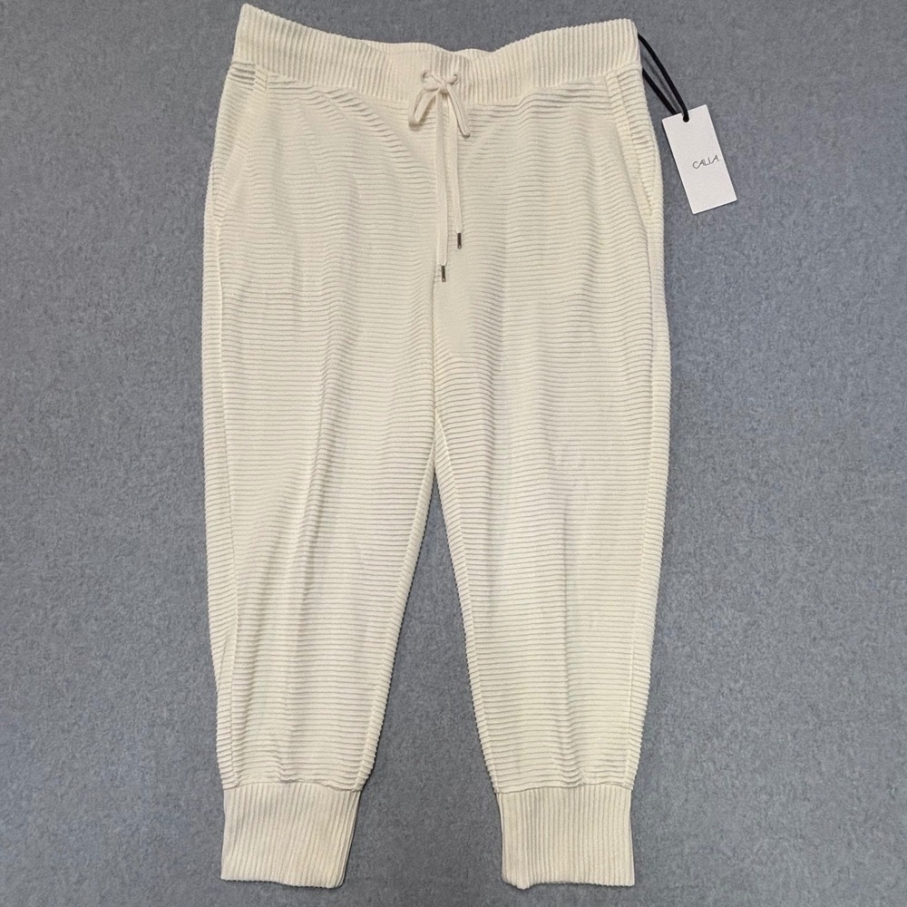CALIA Elevate Rib High-Rise Jogger Pants Cloud Cover White XXL WAX82